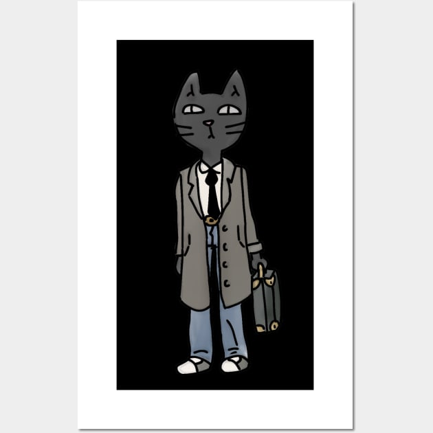 cat with a briefcase Wall Art by coolmerchstuff